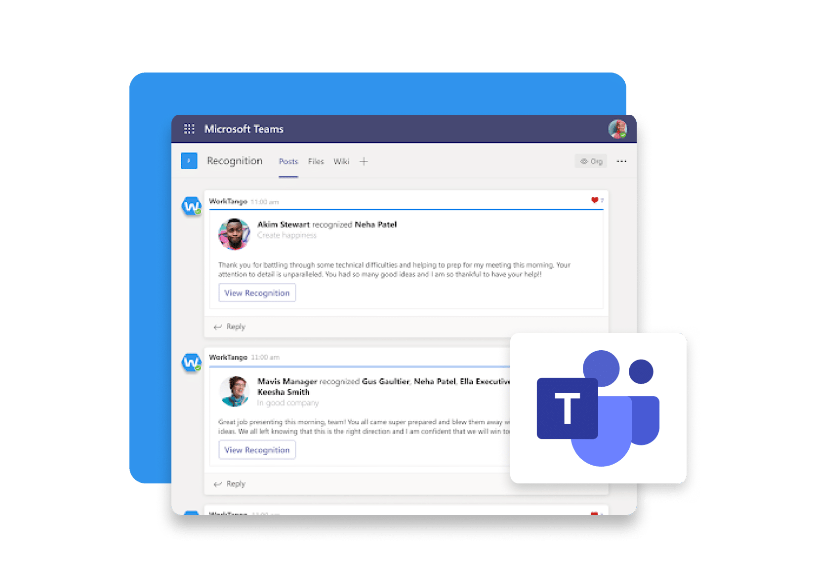 Screenshot of WorkTango's Microsoft Teams integration.