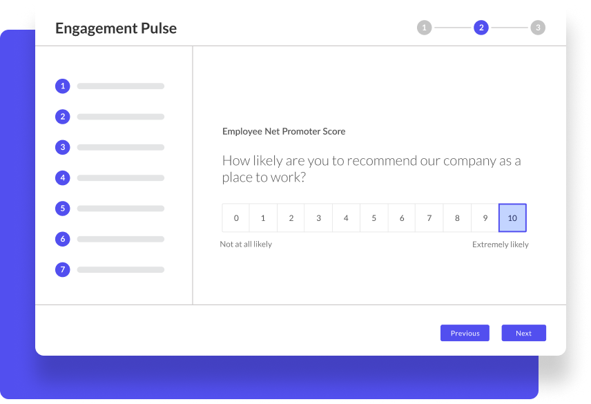 Screenshot of an Employee Engagement Pulse survey.